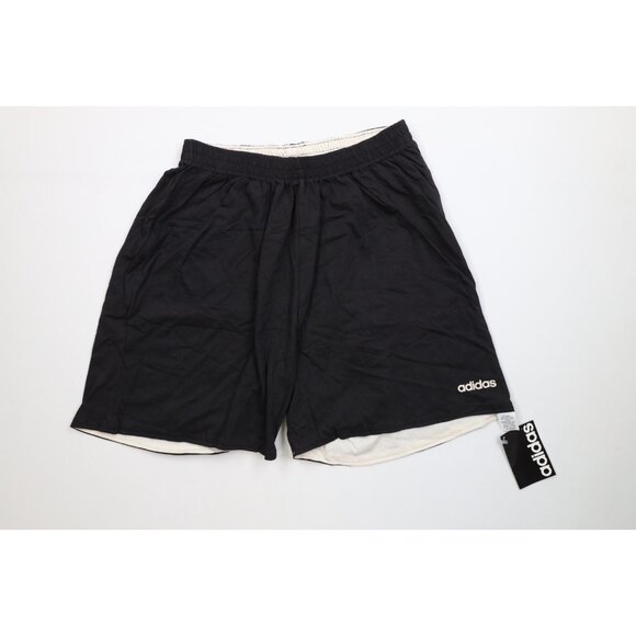 Deadstock Vtg 90s Adidas Mens XL Reversible Spell Out Above Knee Shorts USA - Picture 1 of 16